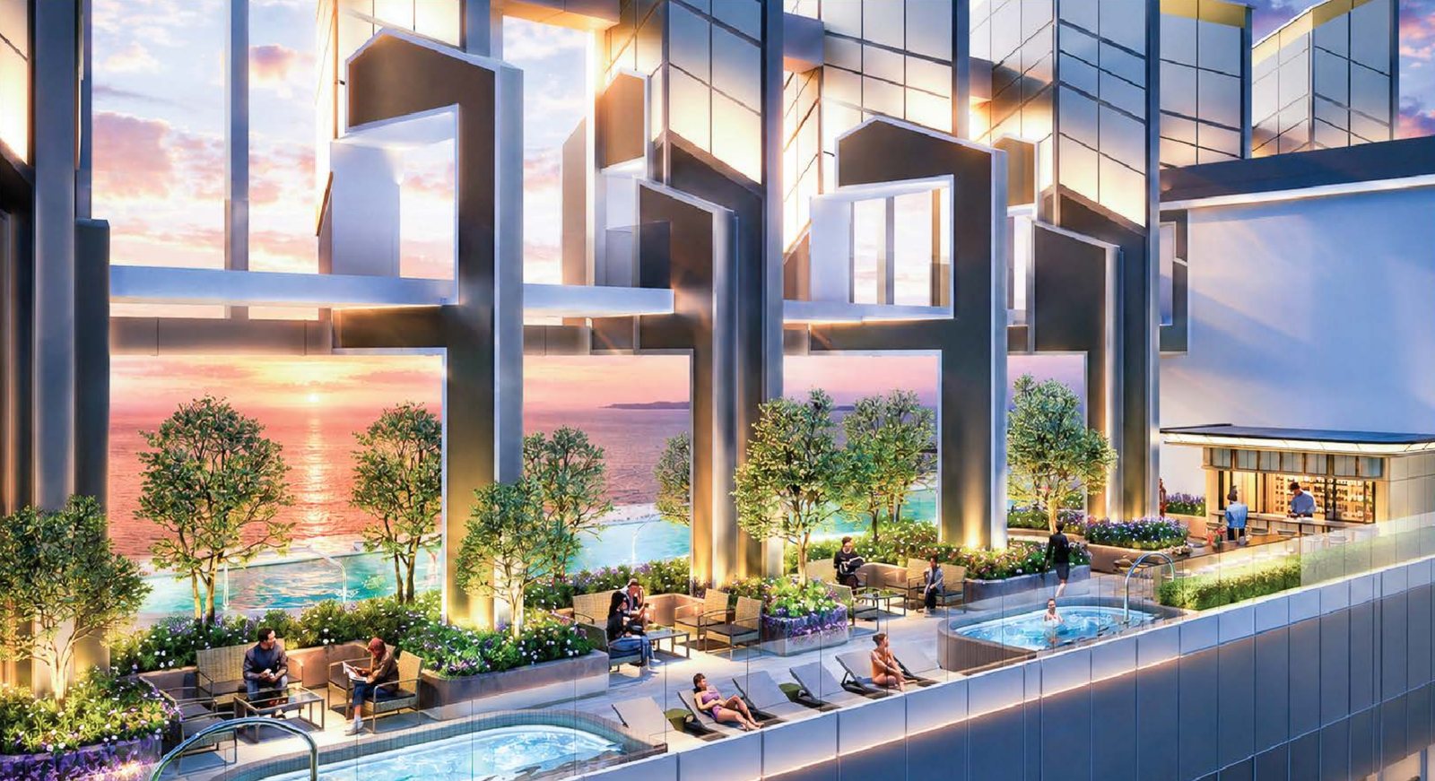 Rooftop pool bar and Jacuzzi on the 51st floor