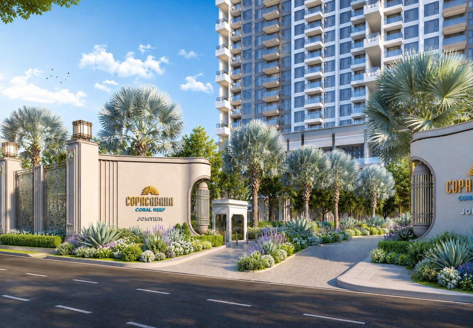 Copacabana Coral Reef entrance gate and landscaping