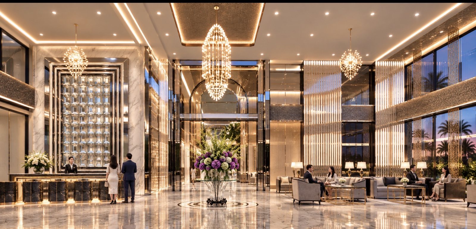 Copacabana Coral Reef double-height arrival lobby